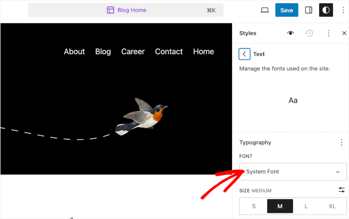 Change font in FSE Change font in FSE