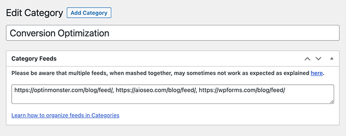 Add feed URLs Add feed URLs