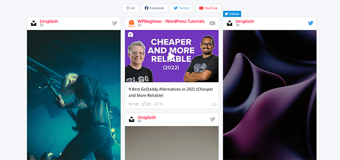 Combined social wall preview Combined social wall preview