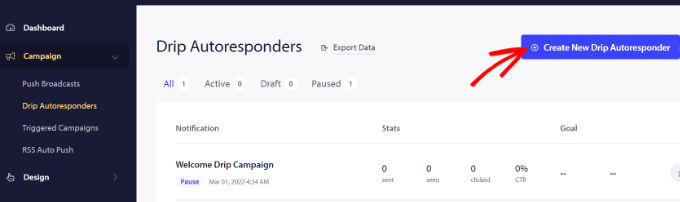 Criar um novo autoresponder em gotejamento Criar um novo autoresponder em gotejamento