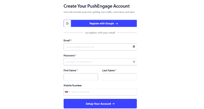 Create an account on PushEngage Create an account on PushEngage
