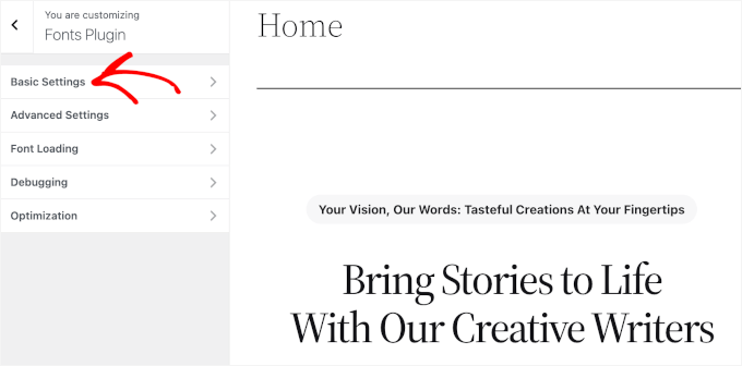 Basic settings Basic settings