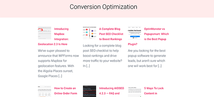 Curated content in gallery view Curated content in gallery view