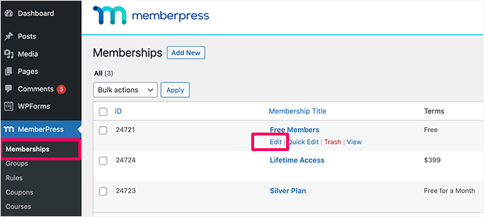 Edit membership