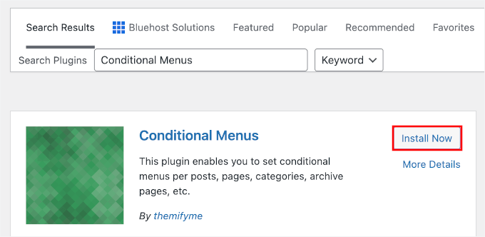Installing the Conditional Menus plugin