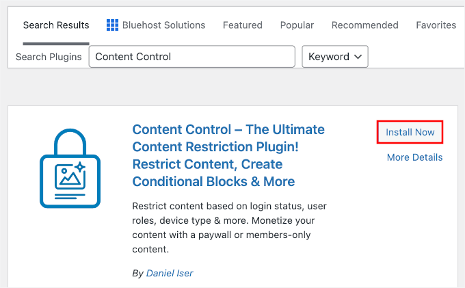 Installing the Content Control plugin