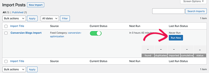 Run import Run import