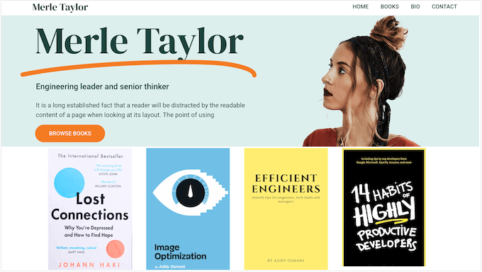 Un ejemplo de plantilla de autor, proporcionada como parte del plugin constructor de páginas SeedProd Un ejemplo de plantilla de autor, proporcionada como parte del plugin constructor de páginas SeedProd