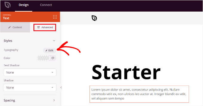 Select text in theme builder Select text in theme builder