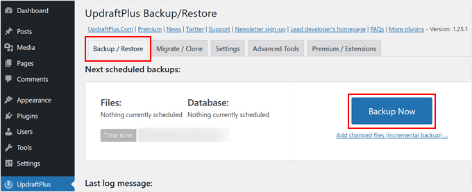 Backing up WordPress with UpdraftPlus