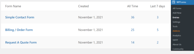 View form entries in WPForms View form entries in WPForms
