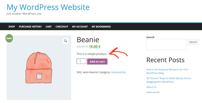A short production description created using WooCommerce A short product description created using WooCommerce