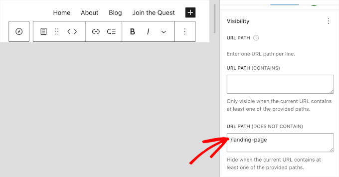 Hiding landing page Hiding landing page