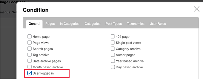 Select logged in user as the condition Select logged in user as the condition