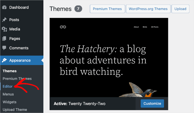 wpadminarea-appearance-editor Go to full site editor