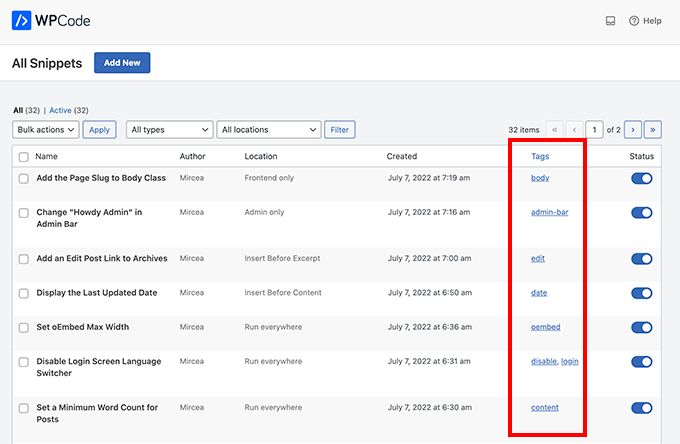 Export your custom code snippets WPCode - WordPress Snippets Organized by Tags