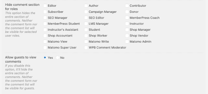 Hide comments from specific user roles Hide comments from specific user roles