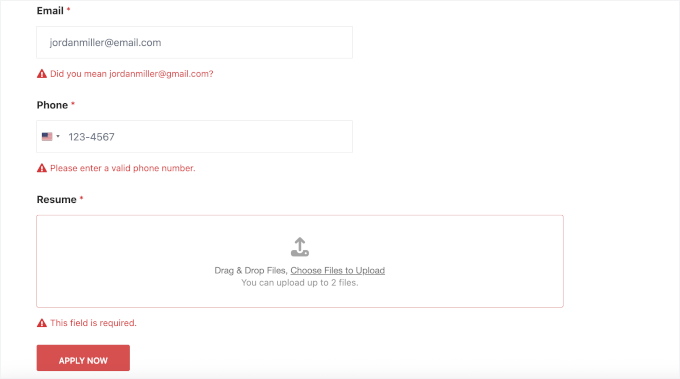 Testing out the volunteer application form