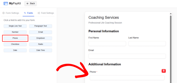 Add new fields to your Square payment form