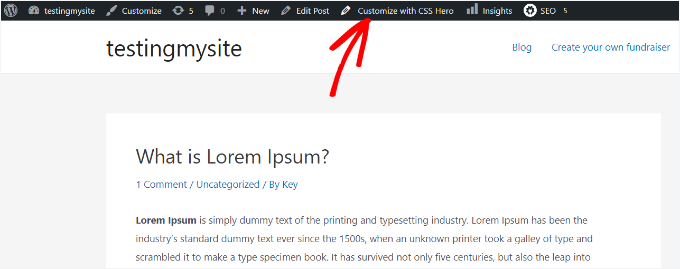 Customize with CSS hero Customize with CSS hero