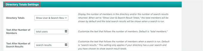 Elegir mostrar totales del directorio