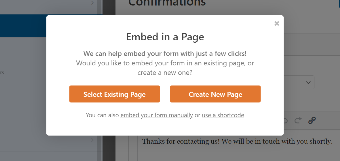 Embed a form in page Embed a form in page