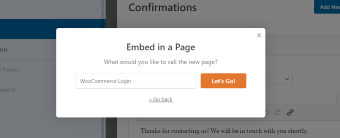 Enter a name for new login page Enter a name for new login page