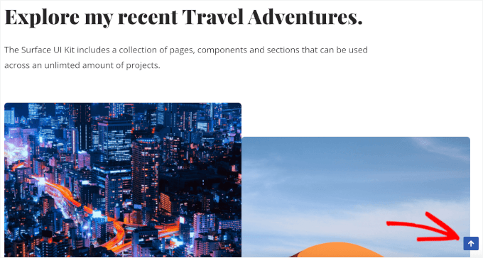 Smidig knapp för att scrolla till toppen på en live-webbplats
