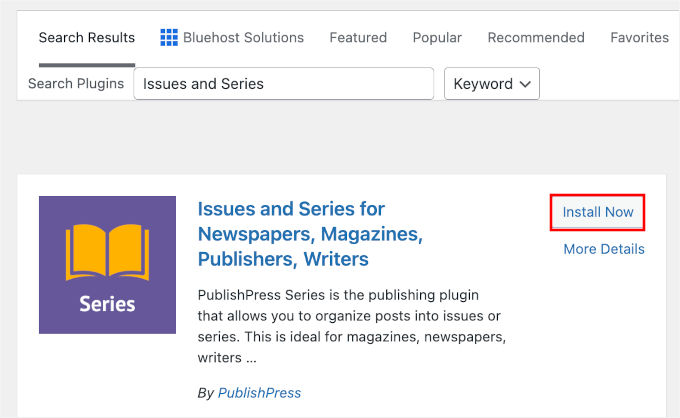 Instalarea pluginului Issues and Series în WordPress