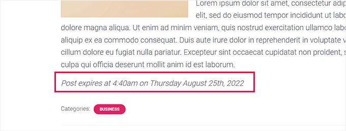 Aperçu de l'expiration des articles