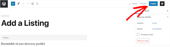 Publicar página de registro en vivo