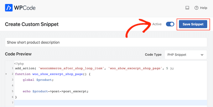 Adding the short product description to your WooCommerce product using WPCode Adding the short description to your WooCommerce product using WPCode