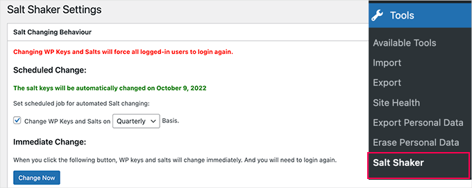 Update security keys with Salt Shaker Update security keys with Salt Shaker