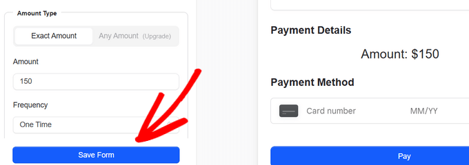 Click the Save Form button in MyPayKit