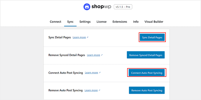 Sync products Sync products