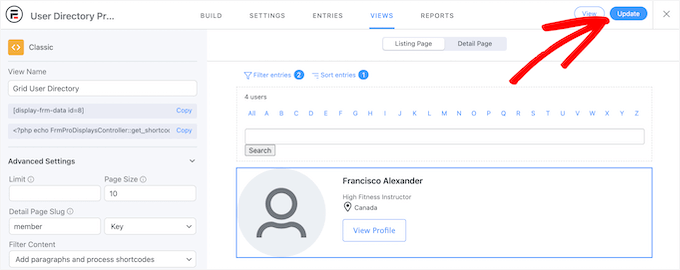 Personalizar directorio de usuarios en el editor de vistas