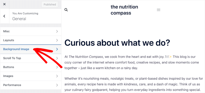 Click on the Background Image option Click on the Background Image option