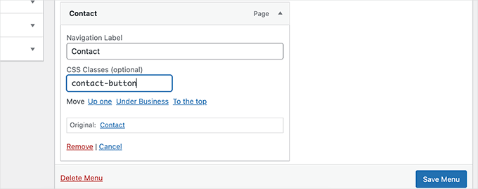 Aggiungere una classe CSS a una voce del menu di navigazione