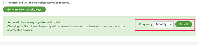 Automatically update security keys Automatically update security keys