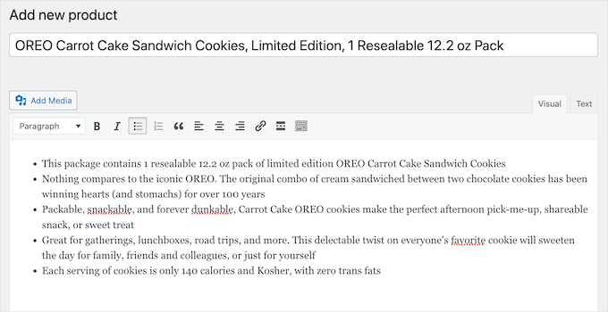 Adding a product title and description Adding a product title and description