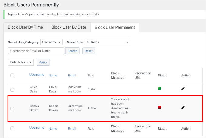 User blocked permanently User blocked permanently