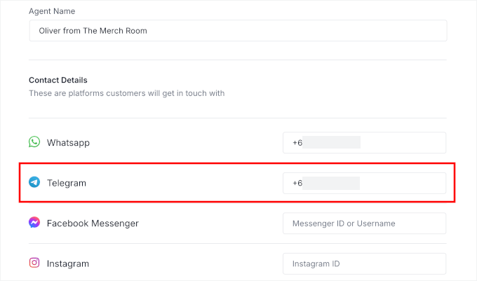 Dodawanie numeru telefonu Telegram