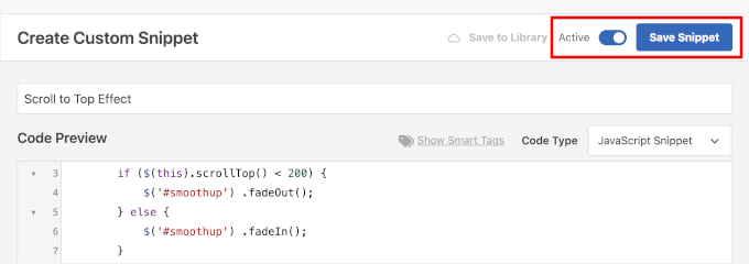 Spara JavaScript-avsnittet