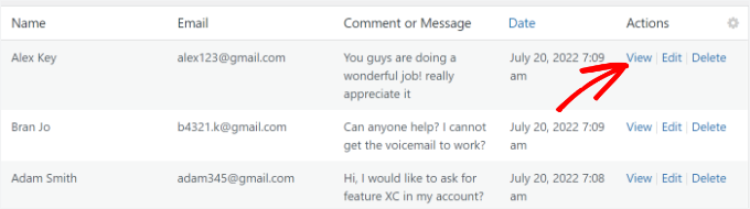 View a specific form entry View a specific form entry