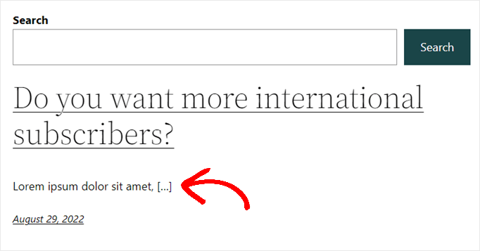 Example of the trimmed snippet in WordPress Example of the trimmed snippet in WordPress