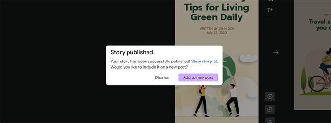 Add story to a post or page Add story to a post or page