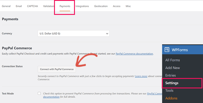 Connect to PayPal commerce Connect to PayPal commerce