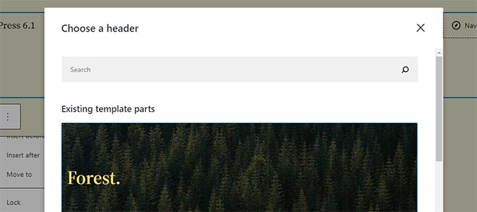 Selectați o parte de șablon Selectați o parte de șablon