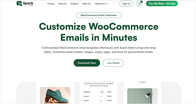 Spark Editor email customizer for WooCommerce