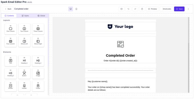 Spark Editor email builder